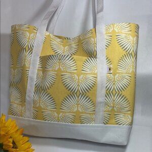 White Wings Canvas  Tote Bag with Bright Golden Background  Handmade